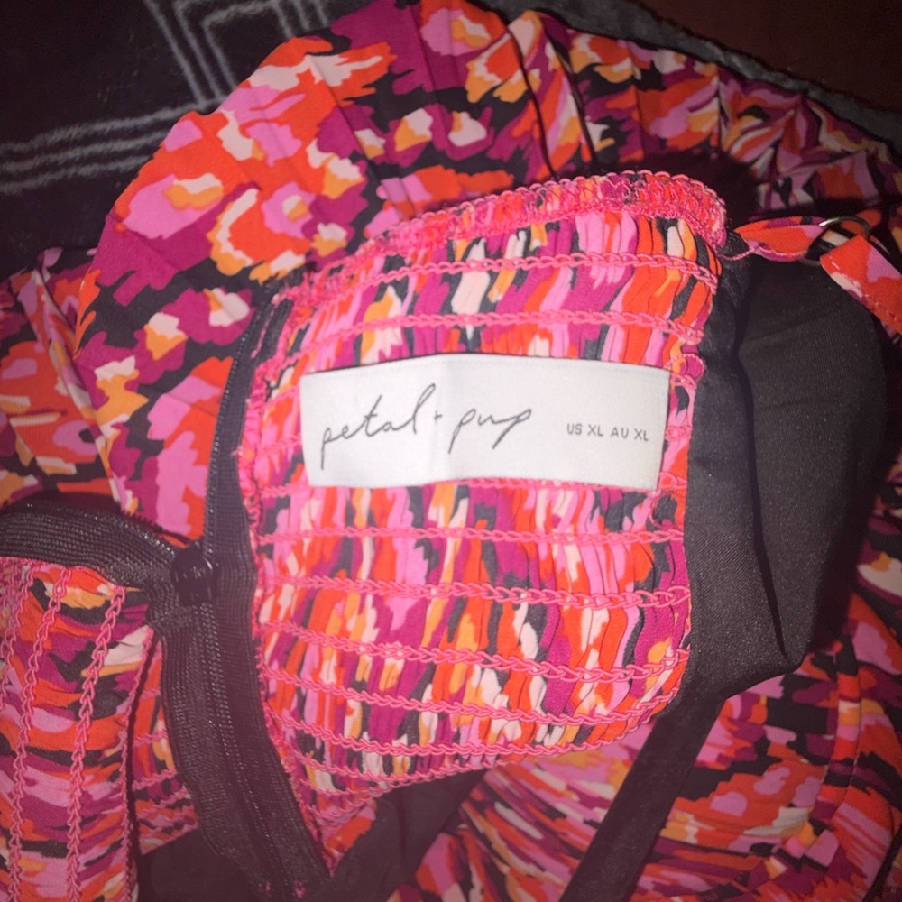 Petal & Pup Pink and Orange Printed Maxi Dress with Smocked Bodice - Picture 2 of 3